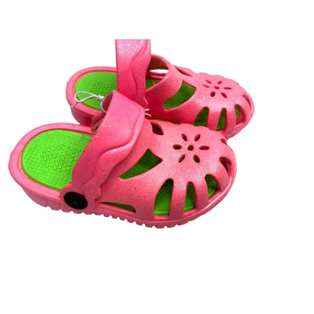 Berytos Girls Toddler Size 5 6 Pink Sparkle Clogs Slip On Shoes FIG-1577TZ